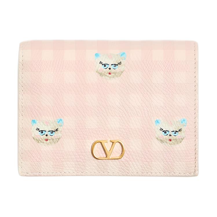 

Valentino VLogo Signature Cat Pattern Vintage Brass Metal Grain Leather Wallet Women Wallet Pink WP0AJ3JVH9PK Basic Set (Bag+Dust Bag)