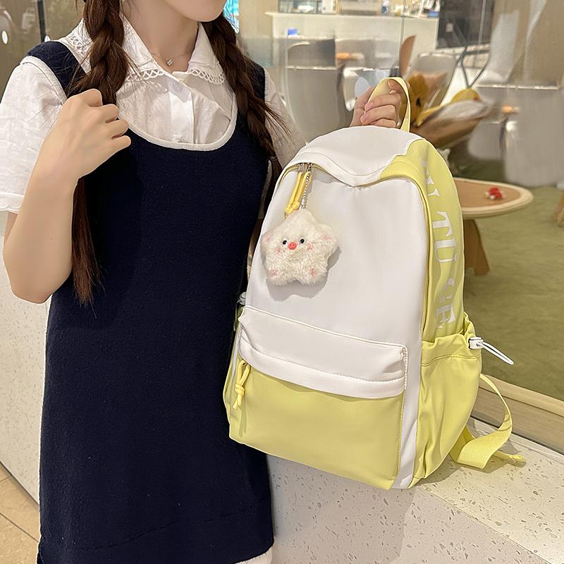 Letter Printed Backpack Women's Lightweight Schoolbag for Primary School Students Large Capacity Campus Backpack