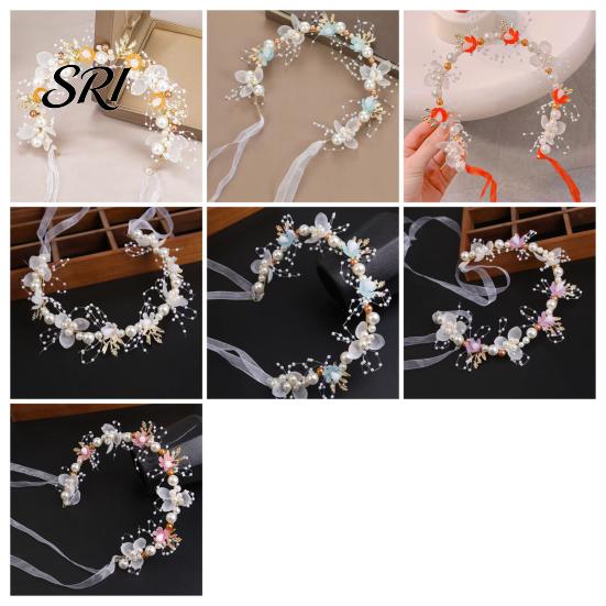 Fairy Headpiece Headband Floral Butterfly Design Adjustable Ribbon Women Faux Pearl Girls Cubic Zirconia Greek Bohemian Style Wedding Bridesmaids