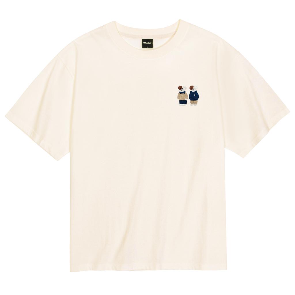 OKSTAR Cool Cotton Oversized Mini Me Friends Brodog Embroidered Short Sleeve T-Shirt