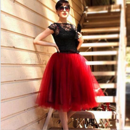 Gonna Lunga Tulle A Strati Donna - Vita Alta Elastica, Nera, Taglia L, Per Ballo E Cerimonie