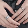 925 Sterling Copper Star Rings Couple Zircon Star Open Ring for Women Men Wide Retro Finger Rings Lovers Gift Unisex Y2K Zircon
