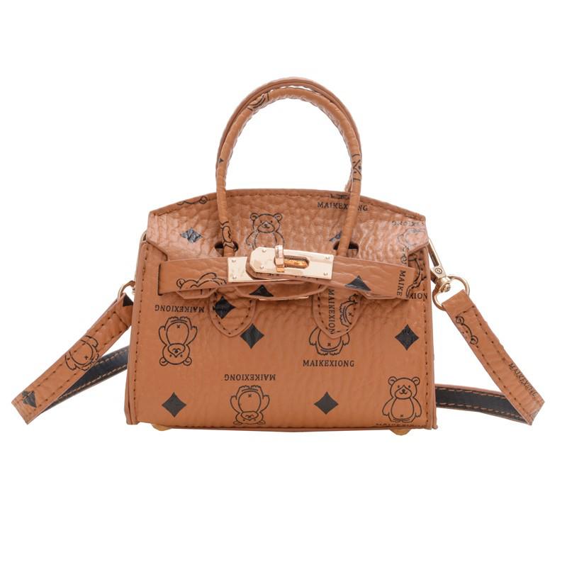 Korean Style Cartoon Bear Kids' Shoulder Bag - Cute Print Handbag & Coin Purse