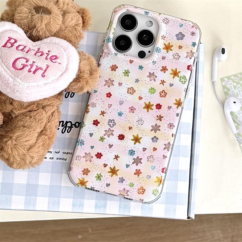 

Colorful Korean Gradient Flower Case for iPhone 17 Pro Max, Apple 16, 15, 14 iPhone 16