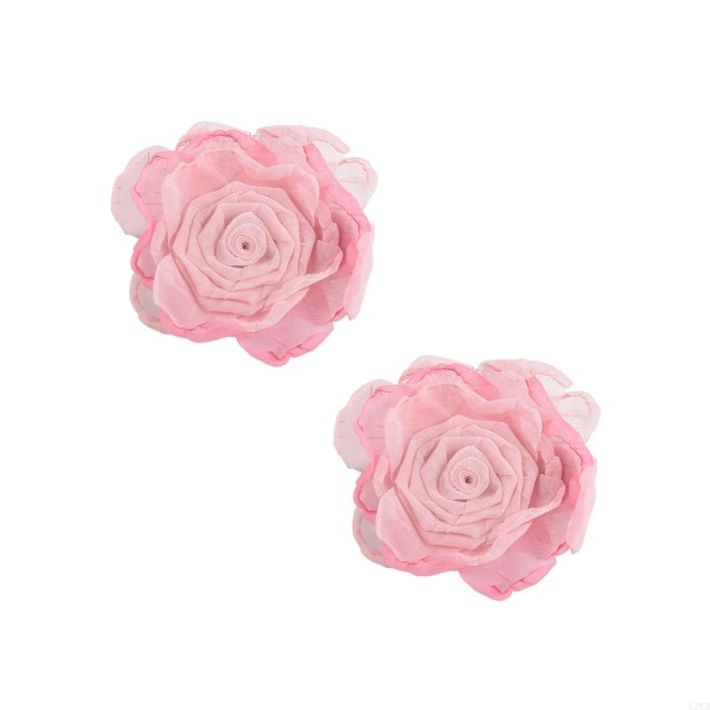 62KD 2 Piece Artificial Flower Curtain Tiebacks Metal Spring Clips for Window Drapes Drapery Holdbacks Clamps Room Decoration
