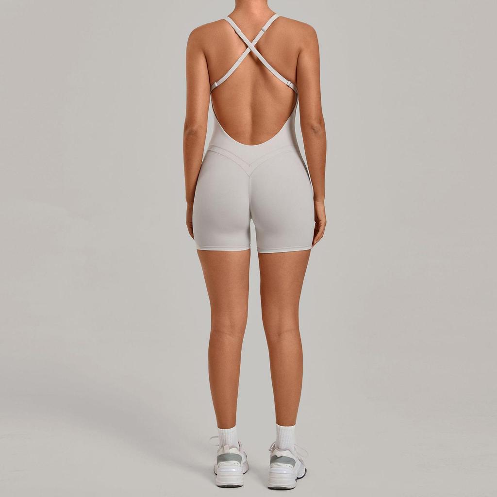 Nouveau Body de Sport Yoga Européen et Américain: Combinaison une pièce à dos croisé, ajustée, pour le fitness et la course à pied