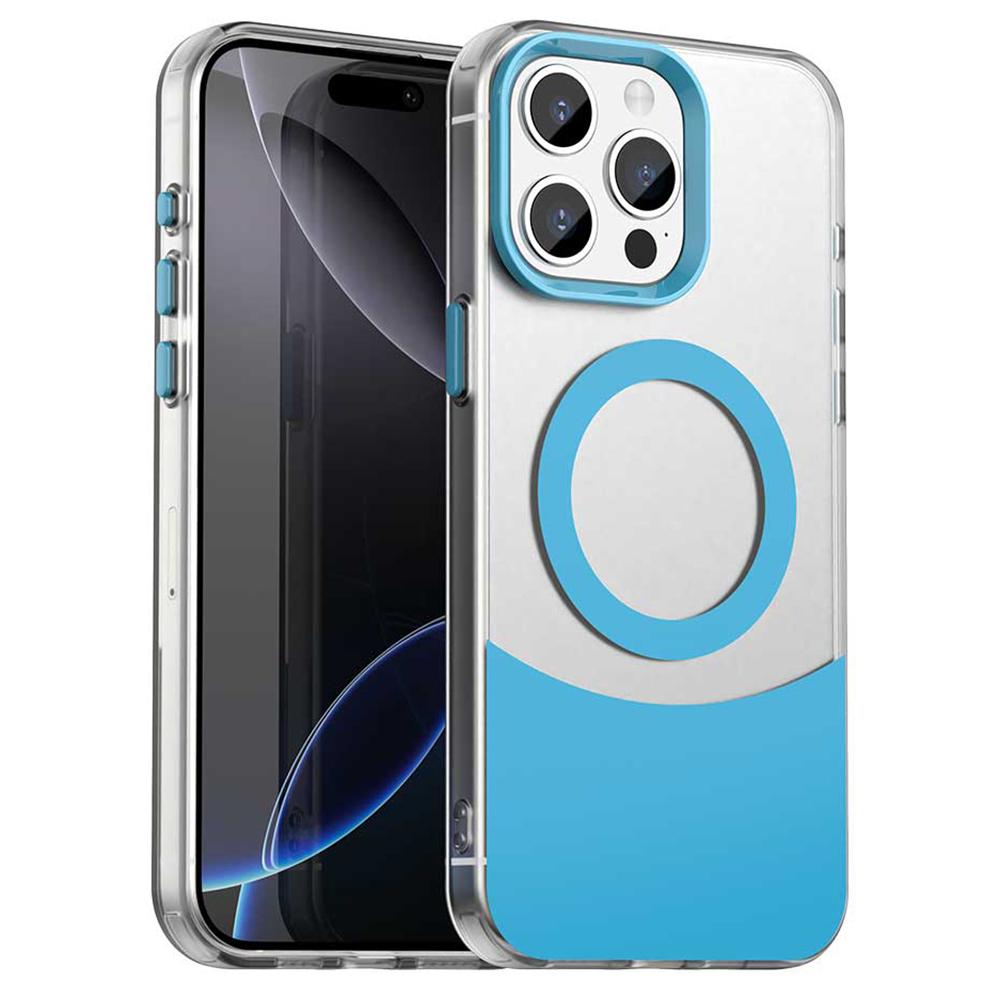 

Чехол для iPhone 15 Pro, совместимый с MagSafe, цветная вставка, IMD TPU+PET+PC, мобильная накладка Blue