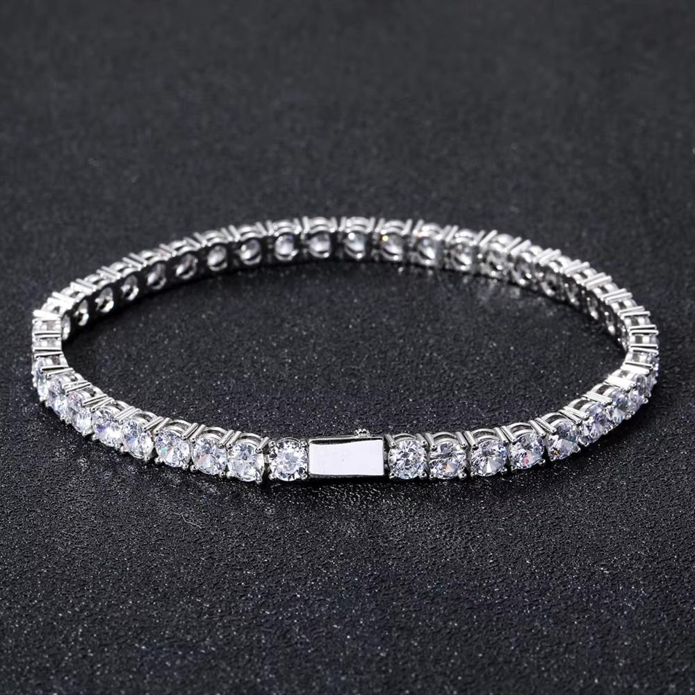Hot Selling Classic Hip Hop Jewelry Spring Clasp 3/4/5mm Cubic Zirconia Tennis Bracelet Bling Iced Out 5A CZ Tennis Bracelet