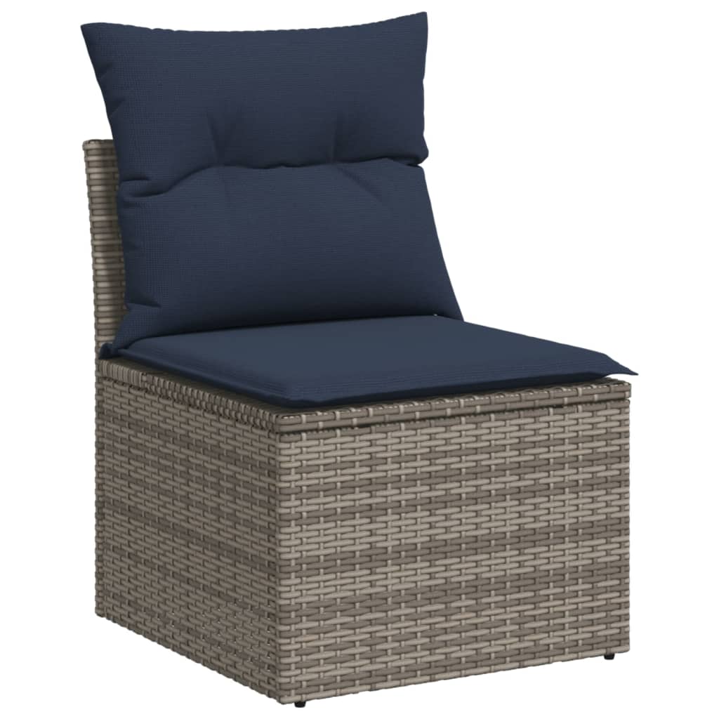 6 Piece Garden Sofa Set with Cushions Gray Poly Rattan