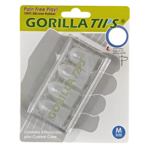 

GORILLA TIPS GTP Guitar Practice Tool, Finger Cots, Assist String Pressing, Pain Relief, Semi-Transparent, Medium Size (M)