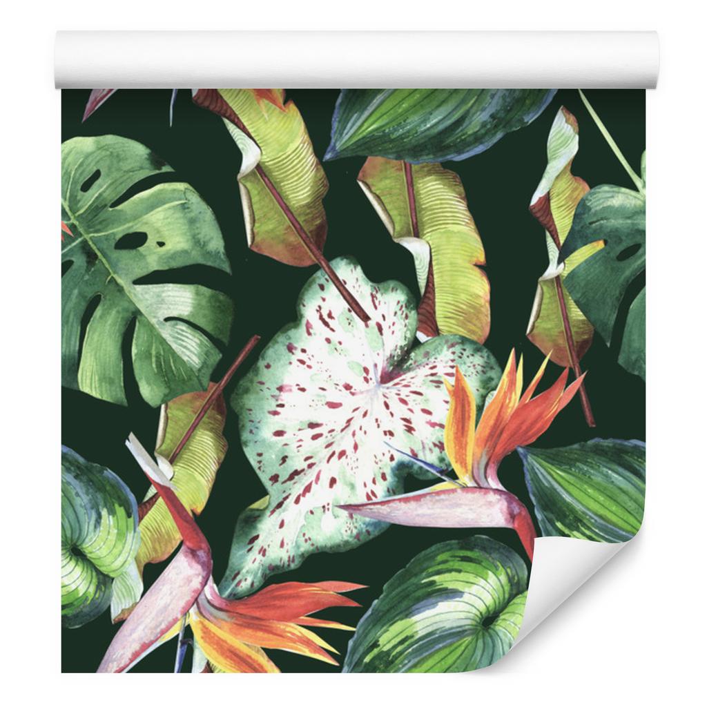 Paradise flowers and tropical leaves wallpaper for living room and bedroom 50x1000
