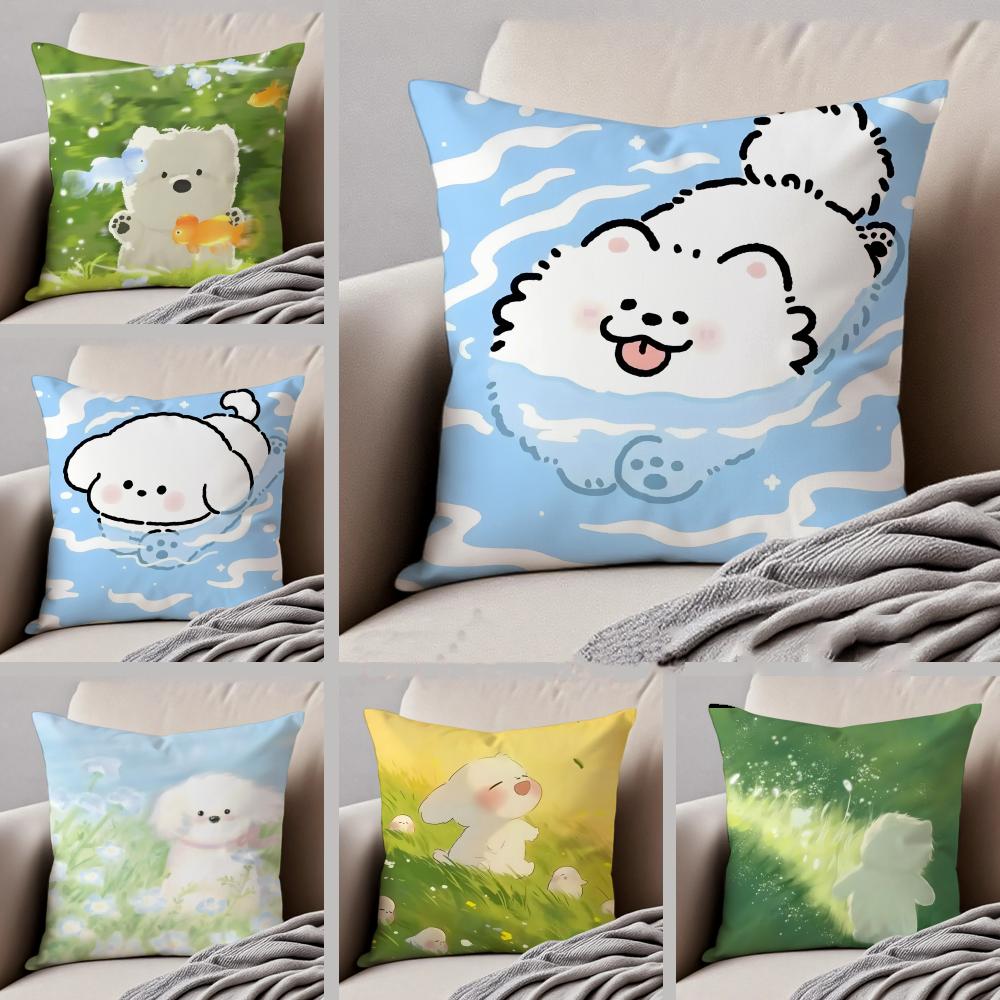 Warm Healing Iittle Fresh Cartoon Animal Cushion Cover Linen Pillow Case Soft Breathable Protective Couch Room Decoration