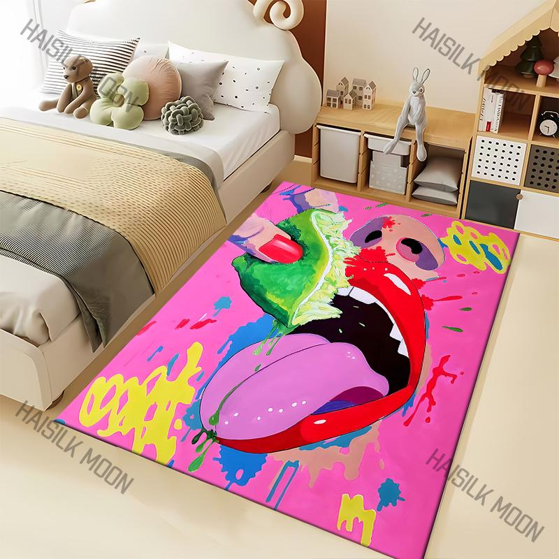 

6 Style Inkjet Drawing Mouth Pop Art Pattern Carpet for Living Room Bedroom Sofa Home Decor Non-slip Floor Mat Area Rug 40cm x 60cm