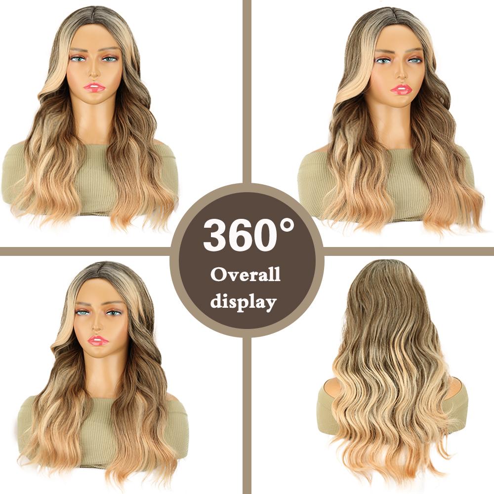 MISSQUEEN Long Wig With Bangs Synthetic Natural Looking Curly Wavy Wig For Womenn Daily Cosplay Party Halloween Wig
