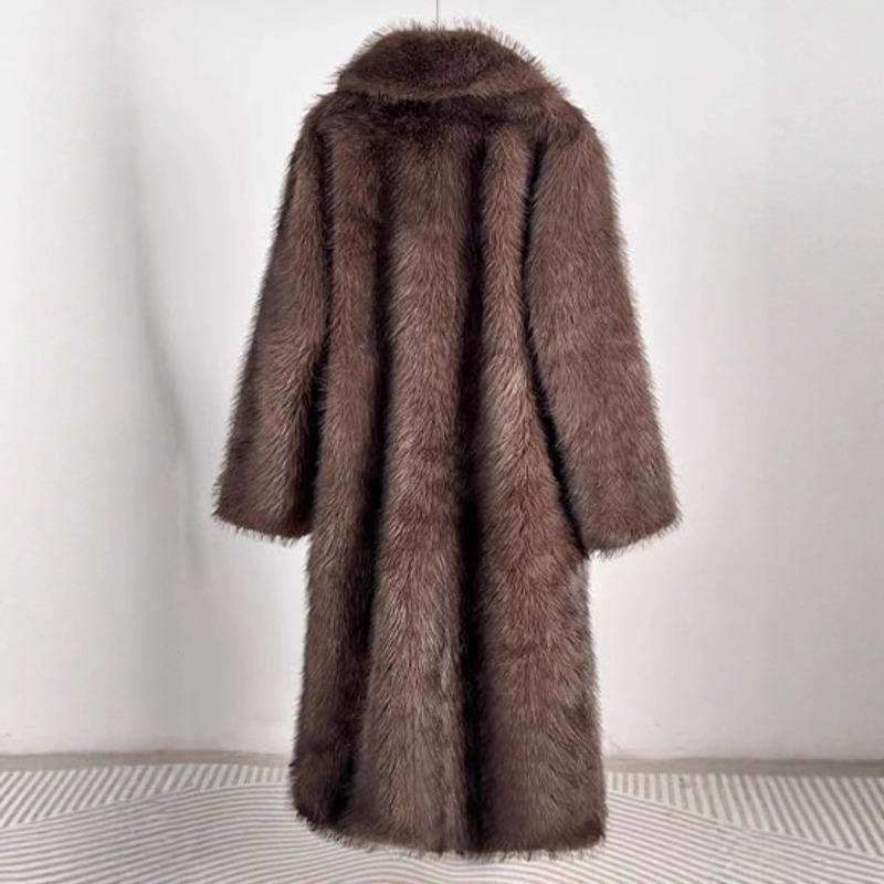 Jakke i imitert pels forlenget damejakke i imitert revepels tofarget kåpe varm vinterpels