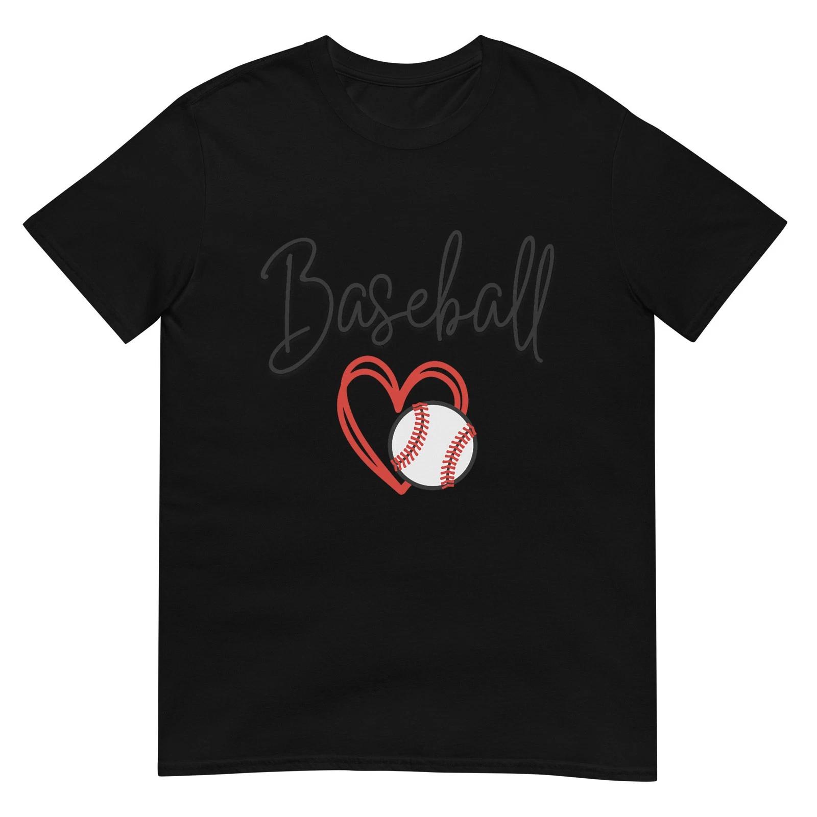Baseball Mom Heart Design – Cute Sports Mom Graphic T-Shirt L