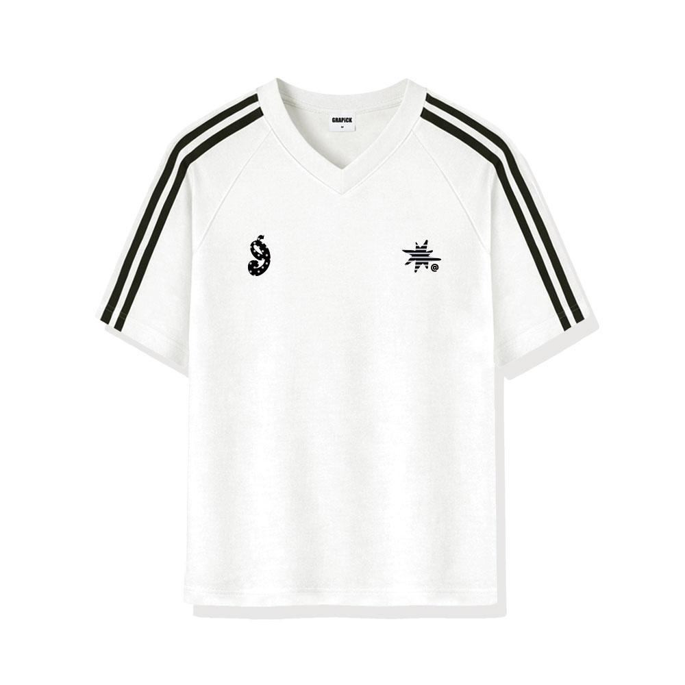 Geulapig Dove Track V-Neck Short Sleeve T-Shirt 4 Colors [Grsv_1502]