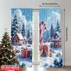 2pcs 2D Flat Printing Merry Christmas Popular Window Curtains North Pole Christmas Village Gifts Polyester Without Electricity