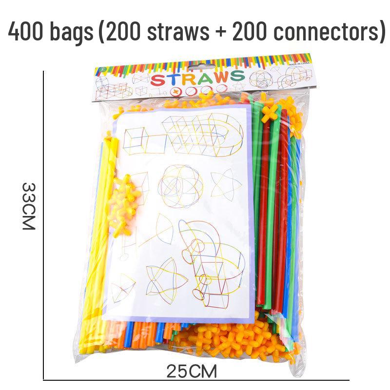Children's 4D Interlocking Straw Building Blocks for Kindergarten Assembly