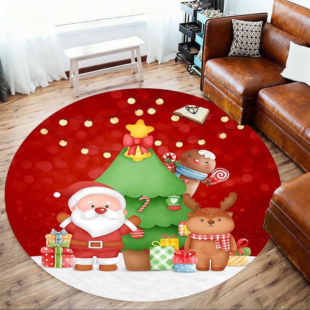 1pc Christmas tree Santa Claus Round Chair mat Area Rug - Non-Slip, Floor Mat for Office, Bedroom, and Indoor Decor c1125224