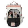 Color Block Women's Backpack Large Capacity Travel Bag PU Shoulder Bag