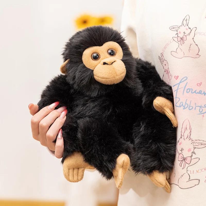 Favorite Toy Unisex Black Adorable Chimpanzee Stuffed Animal Plush Toy Soft Lifelike Monkey Doll For Desktop Decor Gift For Home Ornament