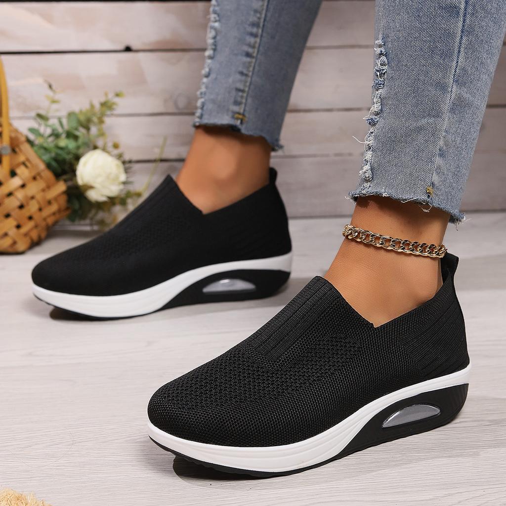 Large Size Women'S Shoes Round Head Fly-Woven Thick-Soled Flat-Soled Casual Single Shoes