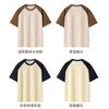 Men Casual Loose Crew Neck Striped Color Block Short Sleeve Daily T Shirt