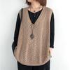 Women's Plus Size V-Neck Retro Knit Vest - Sleeveless, Thin, Loose Pullover for Spring/Summer/Autumn 2025