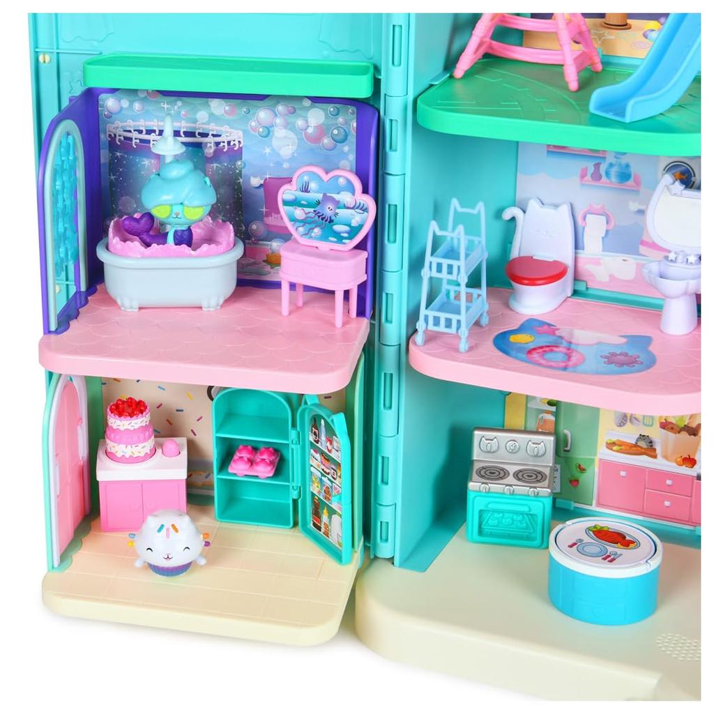 TAKARA TOMY Gabby Large Cat Gift Set with 3 Rooms Dollhouse, House, Nyan-tastic