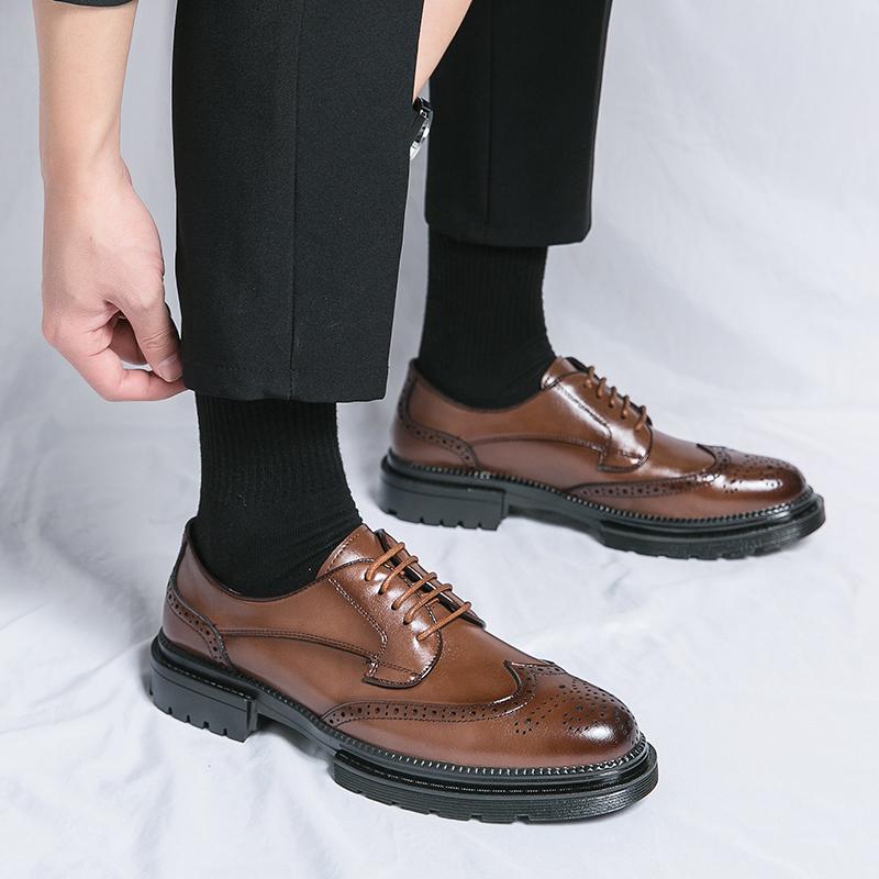 Fashion Men Formal Shoes High Heels Business Dress Shoes Male Oxfords Pointed Toe Formal Shoe for Man Luxury Wedding Party Leather Shoe