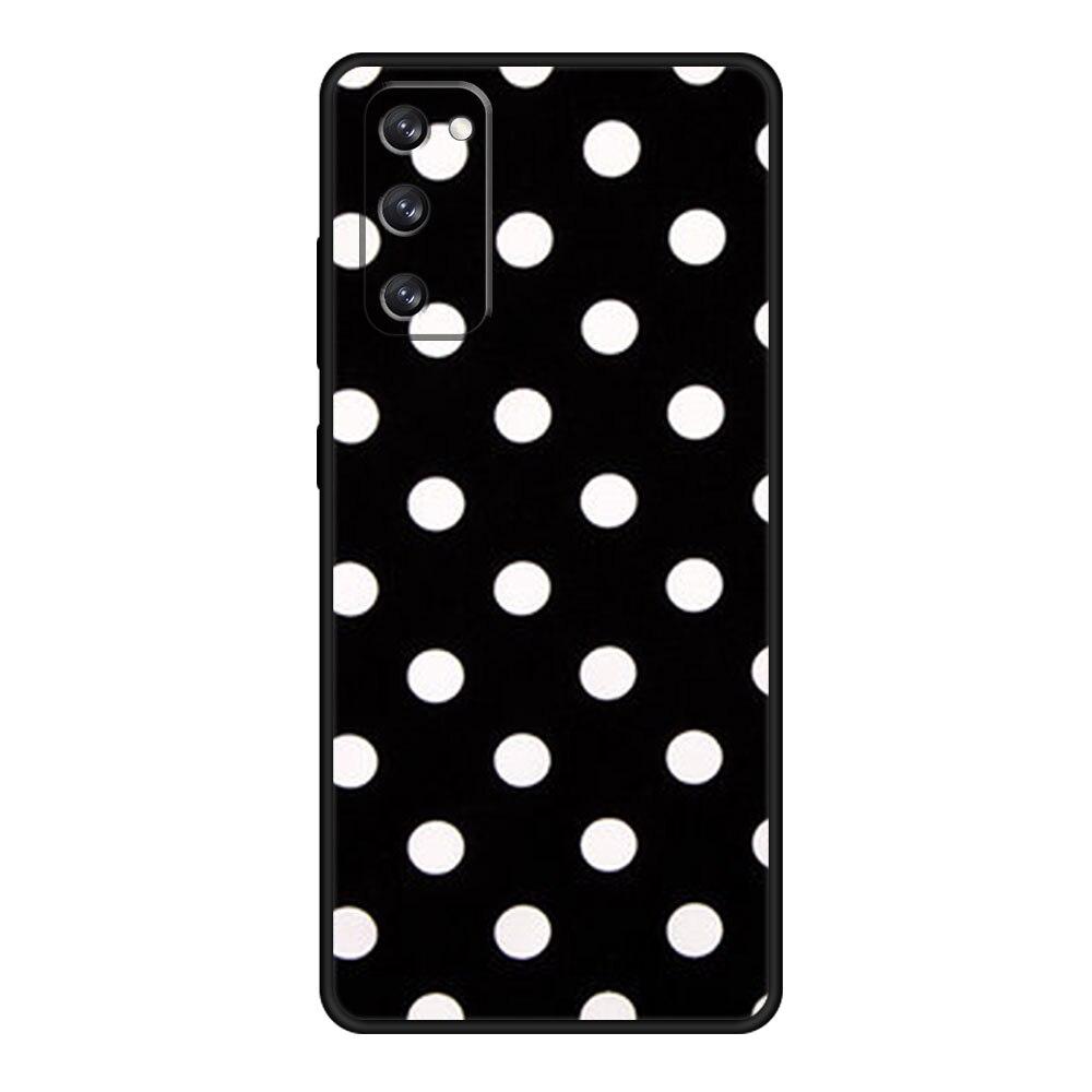For Samsung Galaxy S10e S22 Ultra 5G S8 S21 Plus S10 S7 S9 S20 FE 2022 Phone Case Black and White Polka Dot Silicone Fundas