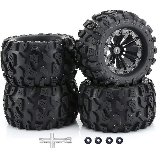 RC Station 12mm Hex RC Wheels and Tires 1/10 Scale 2.8 RC Truck Tires Wheels for Traxxas Rustler Stampede Hoss 2wd 4x4 vxl Tires Wheels Arrma Tires