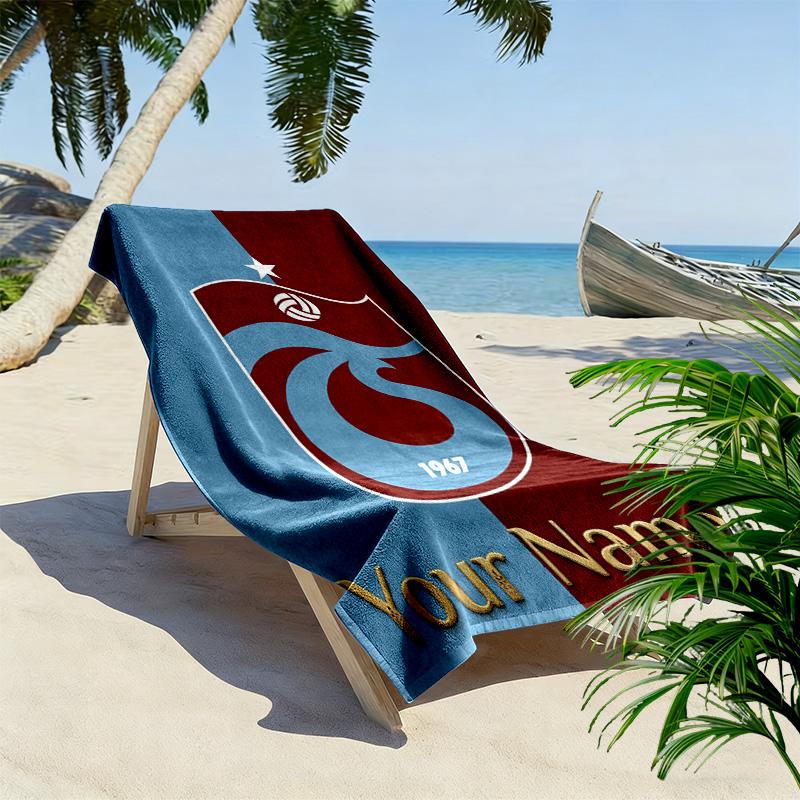 Custom Name Trabzonspor Print Beach Towel, Large Soft Quick Dry Towel for Beach Camping Swimming -HE139
