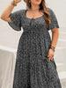 Plus Size Bohemian Floral Loose Short Sleeve Dress