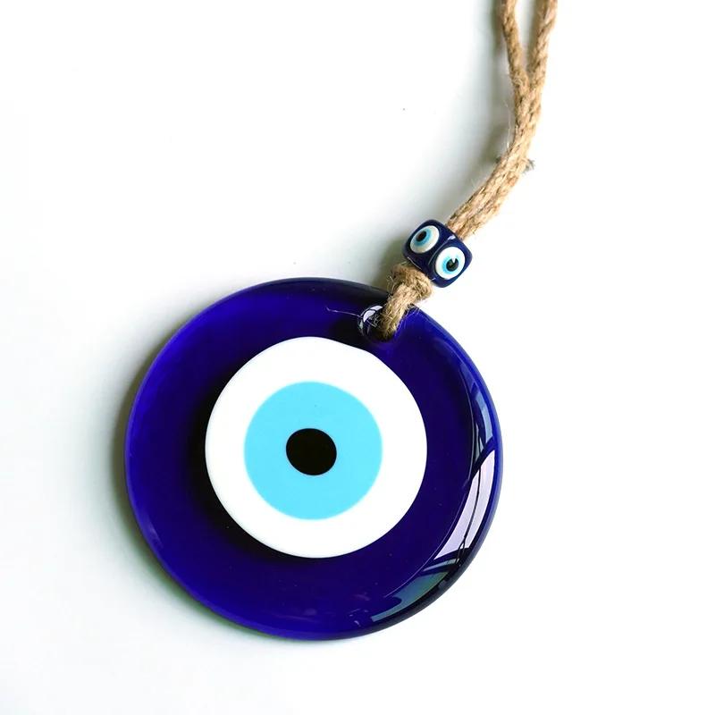 Poutavá modrá turecká skleněná závěsná dekorace, Velký amulet proti uhranutí pro domácnost, auto a kancelář, Amulet pro štěstí, Dárek
