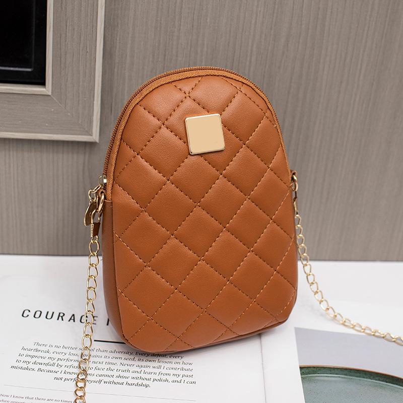 

Women s mobile phone bag new fashionable solid color diamond embroidered shoulder bag square standard simple messenger women s bag bag коричневый