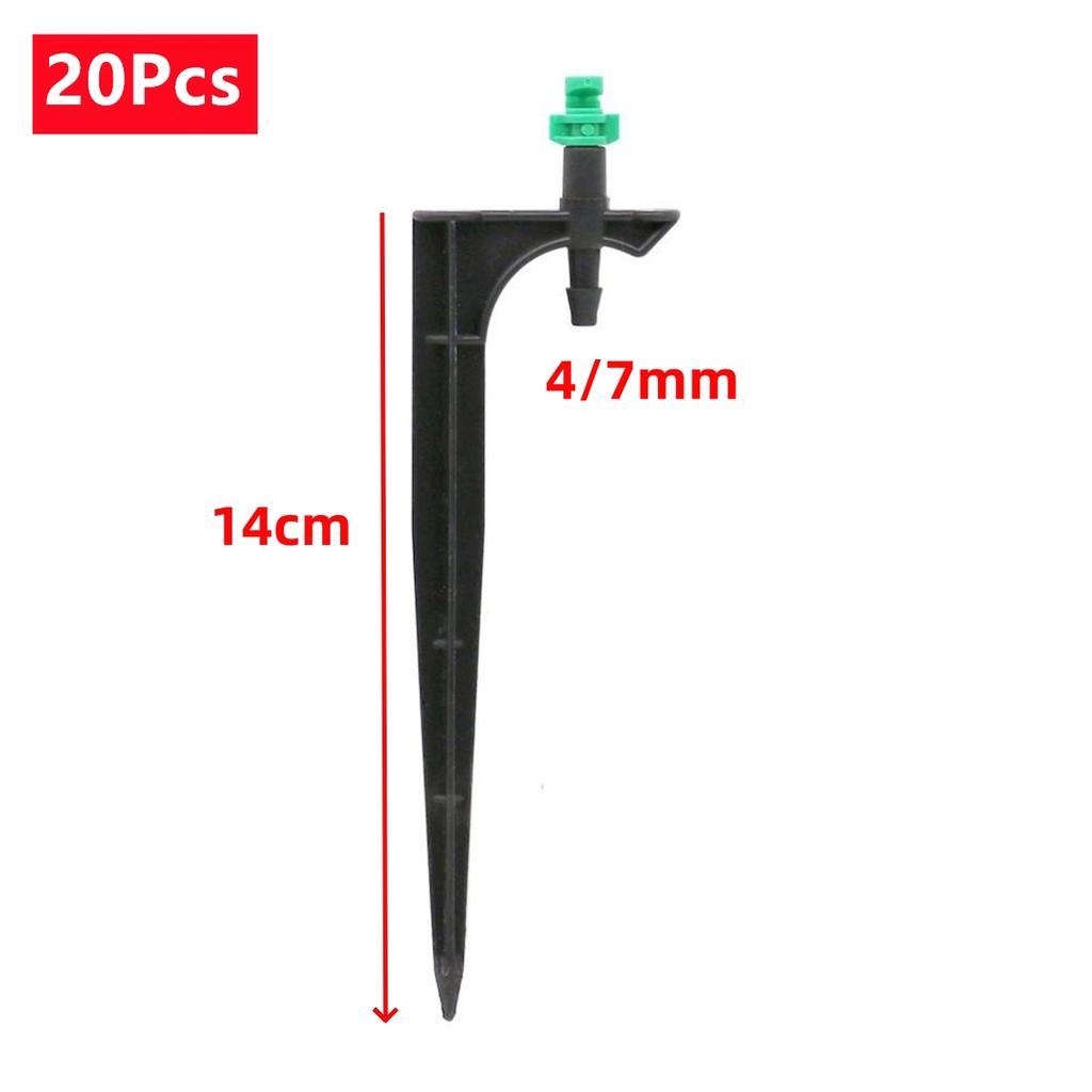 Refraction Nozzle and Spiked Holder Kit 90/180/360 Degree Spraying Head for Garden Lawn Drip Irrigation Micro-Spraying 20/100Pcs