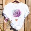 Summer Women's Watercolor Butterfly Flower Fashion Pattern Round Neck Short Sleeve Shirt Printed Polyester Fiber Crew Neck T-shi