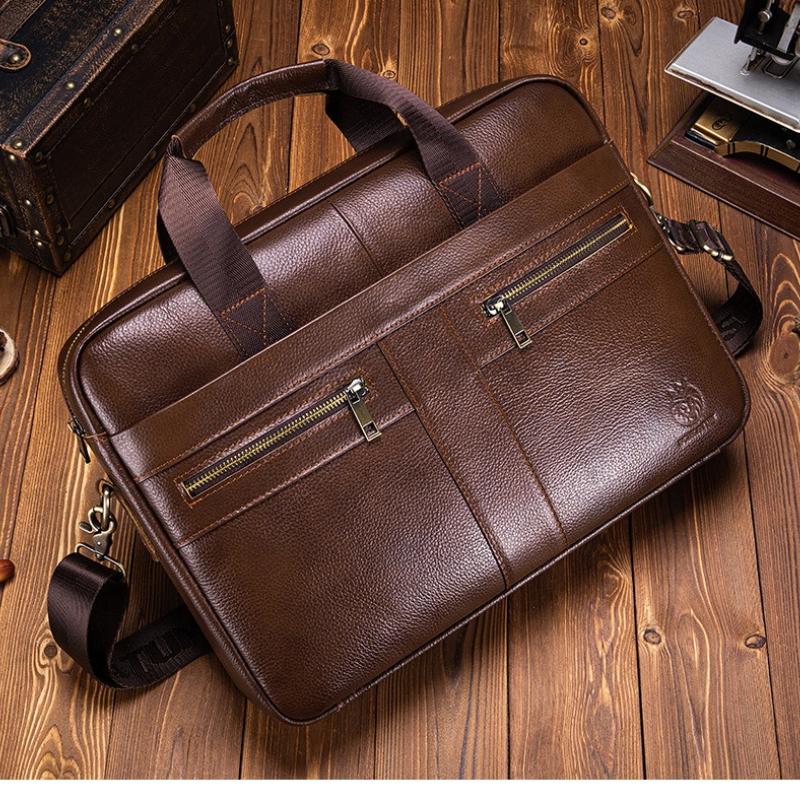Echte Leder Herren Aktentasche Tragbare Büro Handtasche für Laptoptasche Hohe Qualität Business Messenger Umhängetaschen Reisen