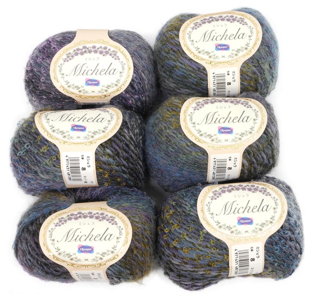 Olympus Michela Medium Set of 6 Balls Yarn, Thickness, Col.8, Blue, 35g, Approx. 110m,
