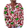Women's Fashion Christmas Printed Long Sleeve Knitted Cardigan Button Down Jacket