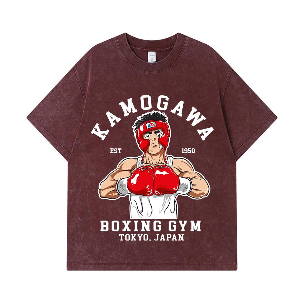 275 GSM Gewaschene T-Shirts 100% Baumwolle Hajime no Ippo V10 Druck Unisex Schweres Baumwoll-T-Shirt