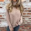 Women's Solid Buttoned Stand Collar Knitted Sweater, Casual Loose Fall Winter Top for European American Cross-border