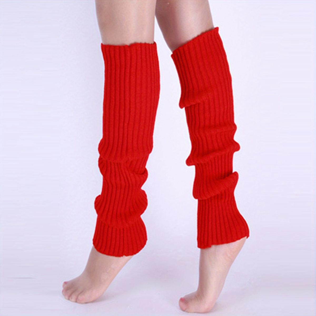 

1pair Solid Rib-Knit Leg Warmers, All-match Knee High Socks, Women s Stockings & Hosiery,for Party Accessories,Leg Warmer L червоний