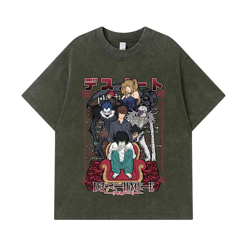 275 GSM Washed T-shirts 100% Cotton Death Note V1 Print Unisex Heavy Cotton T Shirt