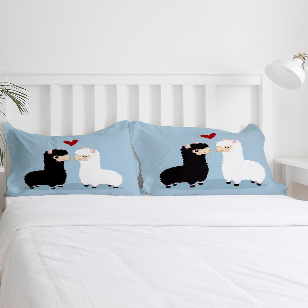 Lovely Cartoon Alpaca Bedding Set 3pcs Boys Girls Duvet Cover Pillowcase Kids Adult Quilt Cover Double Bed Set Home Textile