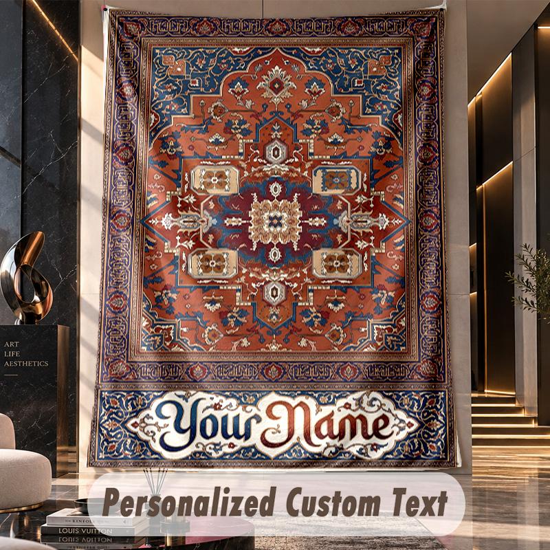 Royal Lion Crest Theme Wall Tapestry Customized With Name Text Personalized Hanging Tapestry For Bedroom Living Room Decor