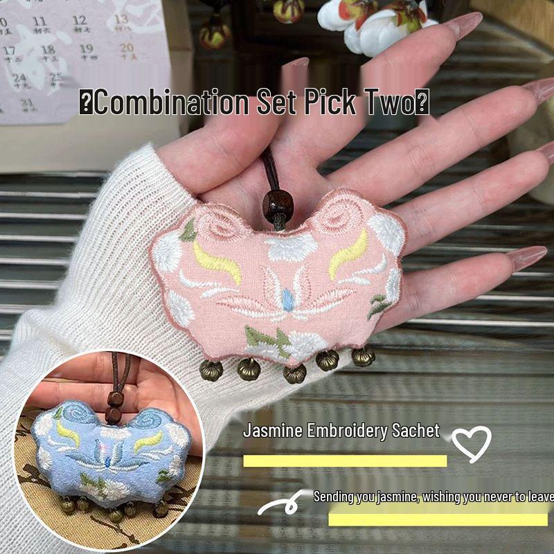 Jasmine Embroidery Aromatic DIY Pouch - Handmade Spring Festival Gift for Boyfriend