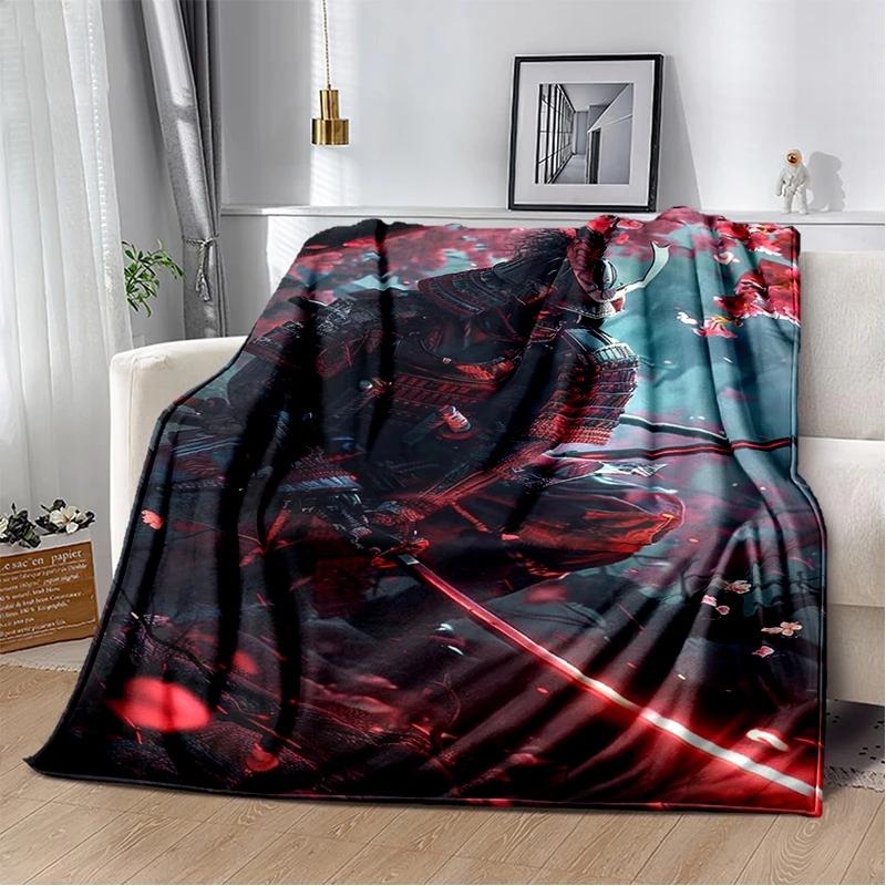 3D Japanischer Samurai Bushido Katana Cartoon Spiel Decke, Weiche Kuscheldecke für Zuhause Schlafzimmer Bett Sofa Reise Picknick Abdeckung Kinder